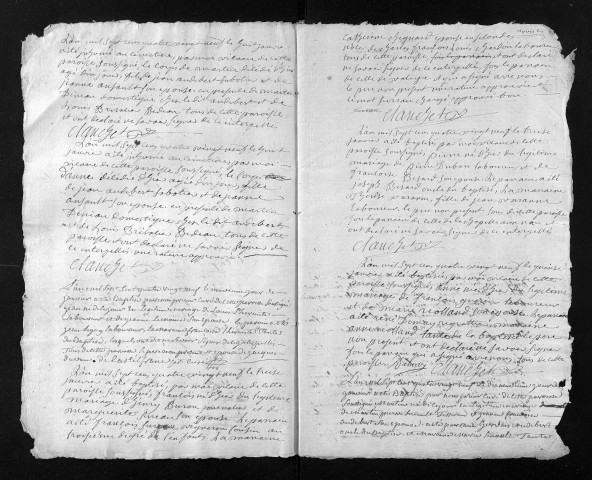 Collection du greffe. Baptêmes, mariages, sépultures, 1789