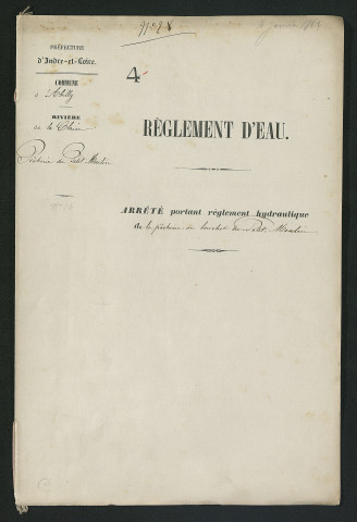 Règlement d'eau hydraulique du bouchot ou pêcherie du Petit moulin (4 janvier 1862)