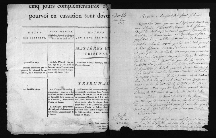 Baptêmes, mariages, sépultures, 1739