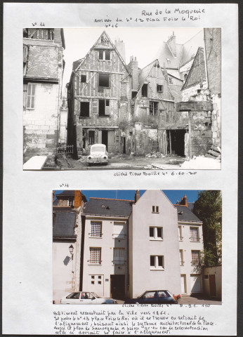 Arrière du 13 place Foire-Le-Roi ; bâtiment reconstruit par la ville vers 1961, Il porte le numéro 13 place Foire-Le-Roi.