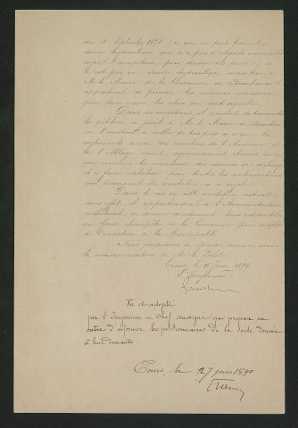 Documents relatifs à une réclamation concernant les moulins de l'Aumônier et de l'Abbaye (1890)