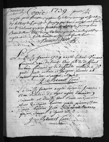 Baptêmes, mariages, sépultures, 1739