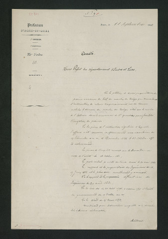 Autorisation de relever le plan d'eau du bief du moulin de Mâge (11 septembre 1862)