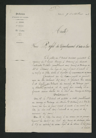 Autorisation de consolider les fondations des vannes de décharge (9 octobre 1862)