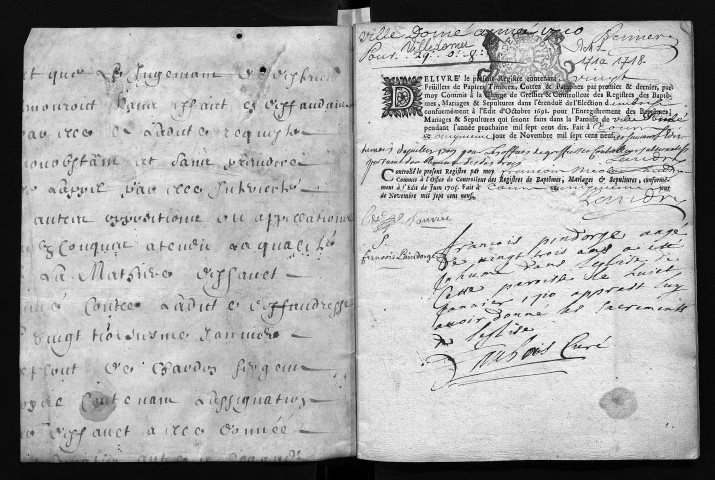 Collection communale. Baptêmes, mariages, sépultures, 1710-1718