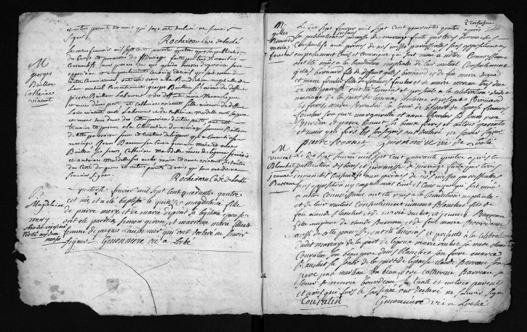 Collection du greffe. Baptêmes, mariages, sépultures, 1744