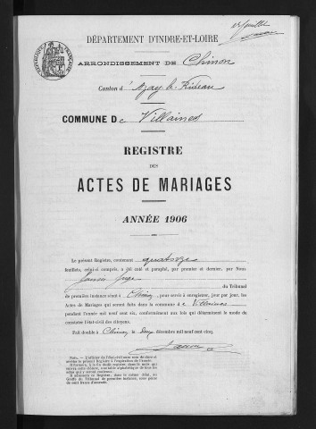 Mariages, 1906-1922 - Les mariages postérieurs à 1922 sont lacunaires dans la collection du greffe