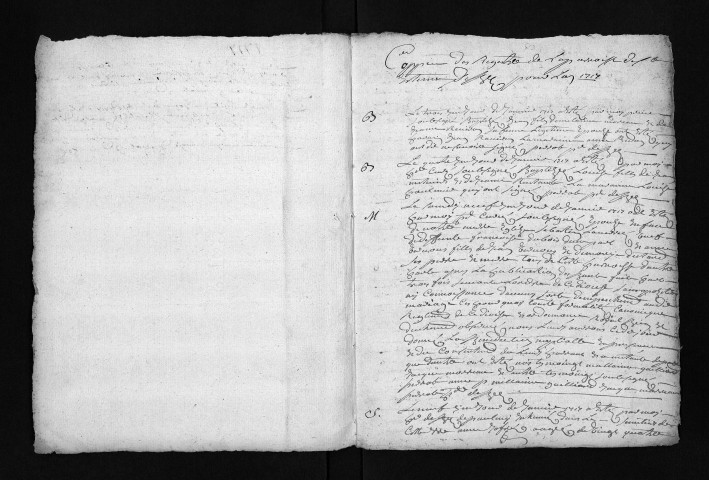 Collection du greffe. Baptêmes, mariages, sépultures, 1717
