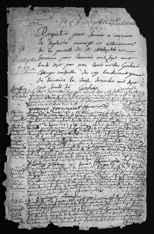 Collection du greffe. Baptêmes, mariages, sépultures, 1737