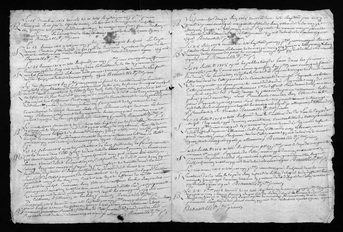 Collection du greffe. Baptêmes, mariages, sépultures, 1717-1719 - Les années 1715-1716 sont lacunaires dans cette collection