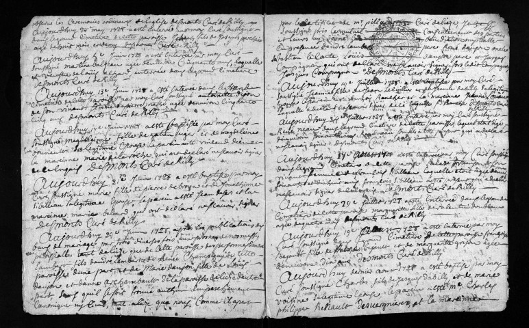 Baptêmes, mariages, sépultures, 1728-1729