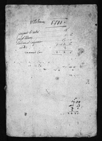 Collection du greffe. Baptêmes, mariages, sépultures, 1771