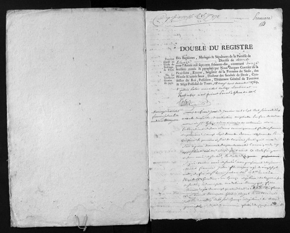 Collection du greffe. Baptêmes, mariages, sépultures, 1770