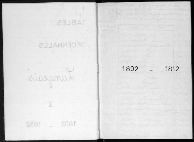 Naissances - La décennie 1792-1802 est lacunaire