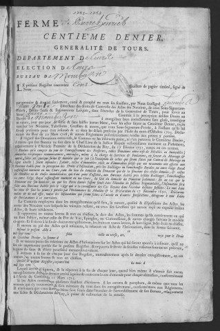 Centième denier et insinuations suivant le tarif (9 mars 1761-13 mars 1763)