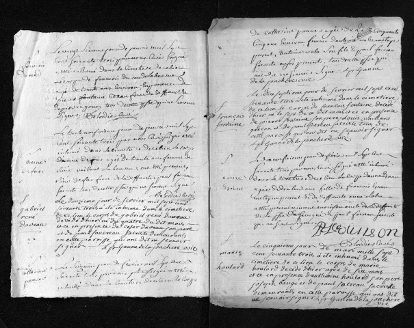 Collection du greffe. Sépultures, 1763