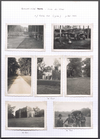 Ballan-Miré (Indre-et-Loire). Château du Vau. Avions camouflés sous des arbres.
