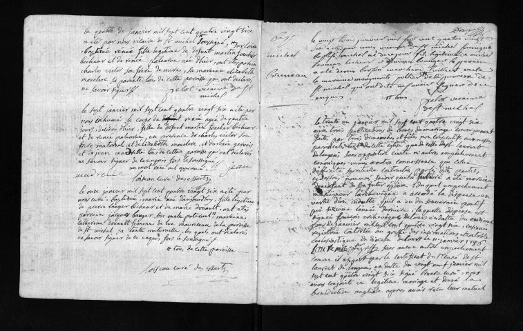 Collection du greffe. Baptêmes, mariages, sépultures, 1786