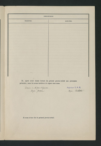 Procès-verbal de récolement (23 juillet 1920)