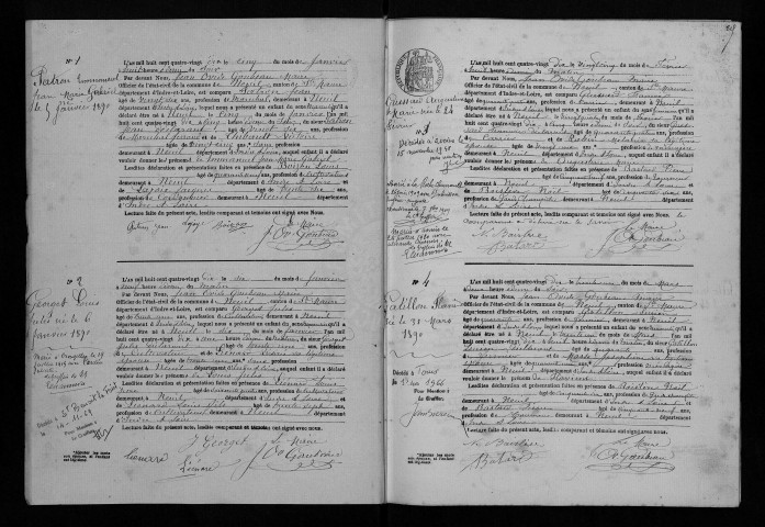 Naissances, 1890-1905