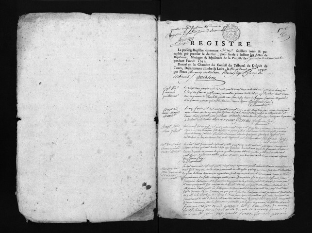 Baptêmes, mariages, sépultures, 1791 (avant suppression de la commune)
