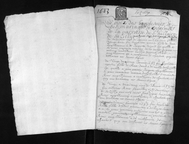 Baptêmes, mariages, sépultures, 1681-1684 - Les années 1677-1680 sont lacunaires dans la collection du greffe