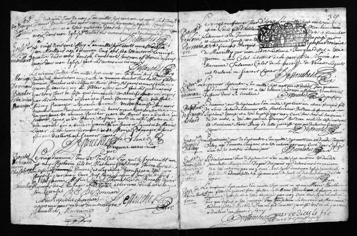Baptêmes, mariages, sépultures, 1701