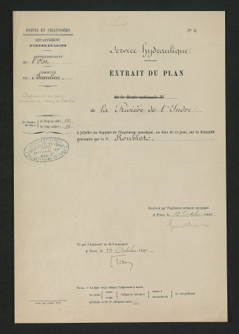 Déplacement d'un repère : plan des lieux (22 octobre 1891)