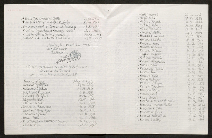 Naissances, mariages, décès