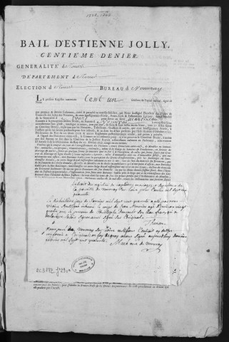 Centième denier et insinuations suivant le tarif (1er octobre 1738-3 octobre 1743)