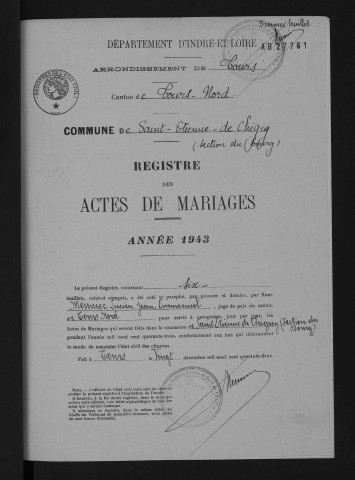 Bourg. Mariages, 1943