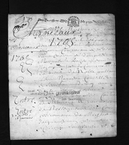 Collection du greffe. Baptêmes, mariages, sépultures, 1705