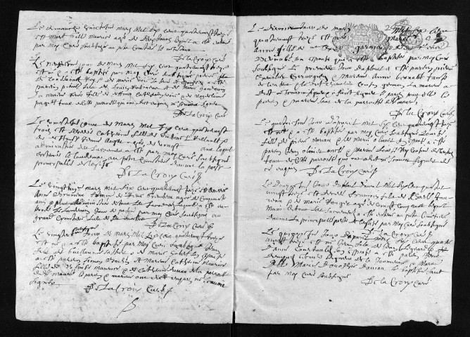 Baptêmes, mariages, sépultures, 28 février-décembre 1693