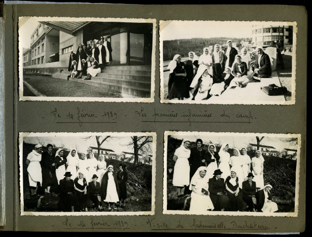 Séjours des infirmières à l'hôpital de Clairvivre, à Salagnac (Dordogne), soins aux républicains réfugiés de la guerre d'Espagne : album photographique.