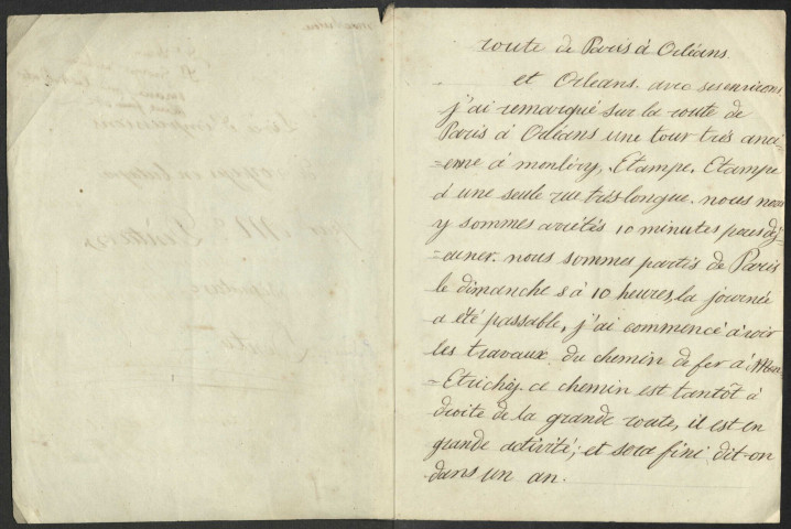 1J1492 - Journal de voyage manuscrit du futur libraire Edouard Dentu âgé de 11 ans en Centre-Val de Loire (1842)