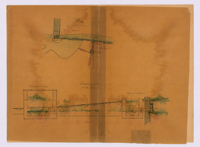 Plan de détail et coupe du bélier hydraulique (23 octobre 1919)