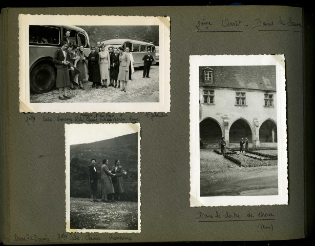 Voyage d'études et d'agrément dans les Alpes offert par la Compagnie générale du Lait de Rumilly (Haute-Savoie), fabricant du lait "Mont Blanc", à l'encadrement du dispensaire-école de Tours, à des élèves-infirmières ainsi qu'à des infirmières d'Indre-et-Loire, 11 au 15 juin 1939 : album photographique.