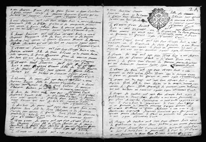 Baptêmes, mariages, sépultures, 1728