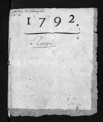 Collection du greffe. Baptêmes, mariages, sépultures, 1792