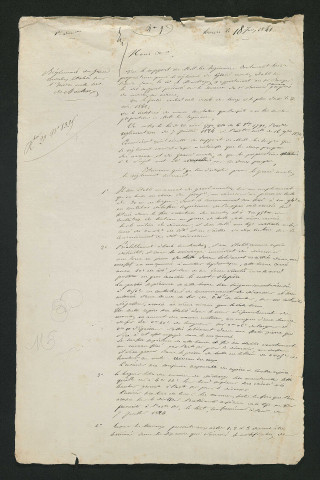 Arrêté préfectoral valant règlement d'eau (18 juin 1841)