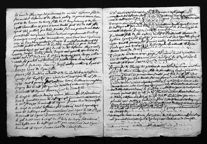 Collection du greffe. Baptêmes, mariages, sépultures, 1730