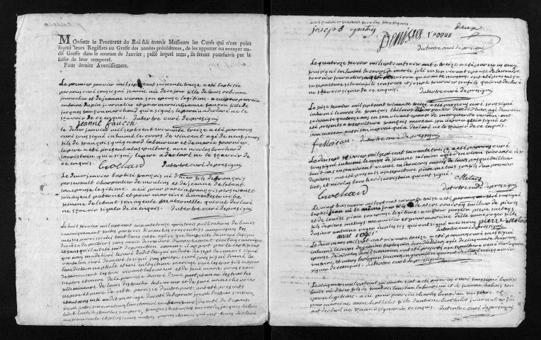 Collection du greffe. Baptêmes, mariages, sépultures, 1773