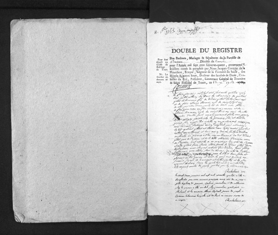 Collection du greffe. Baptêmes, mariages, sépultures, 1764