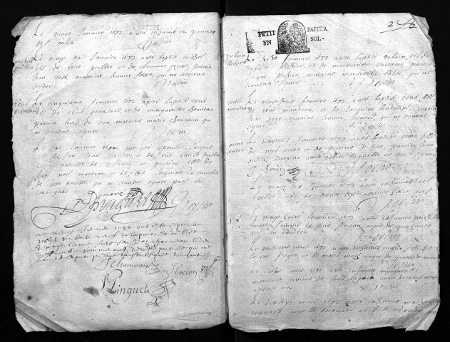 Collection du greffe. Baptêmes, mariages, sépultures, 1682-1683