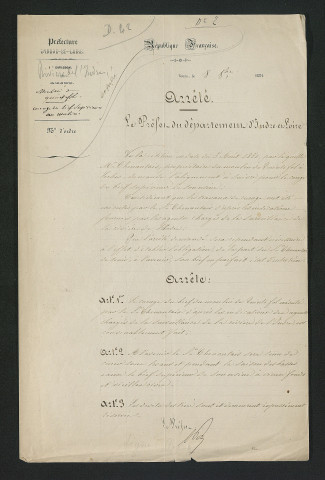 Arrêté préfectoral autorisant le curage du bief (8 octobre 1851)