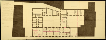 Réunion des tribunaux, des prisons et de la caserne de gendarmerie dans le palais de justice. Travaux d'installation, de réparation, d'aménagement et d'entretien : rapports, notes, correspondance, extraits de délibérations, cahiers des charges, affiches, plans, comptes, soumissions, devis, mémoires, procès-verbaux d'adjudication et de réception des travaux.
