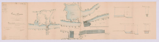 Plan et détails du moulin de l'Étang et de ses abords (19 septembre 1850)