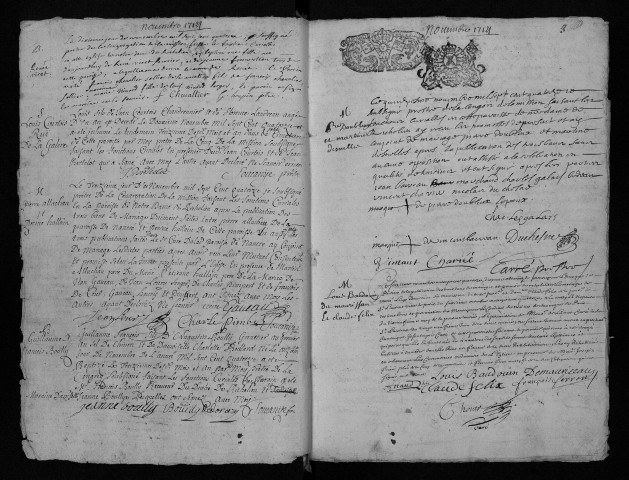 Collection communale. Baptêmes, mariages, sépultures, novembre 1714-26 mai 1720