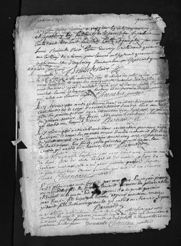 Baptêmes, mariages, sépultures, 1740-174