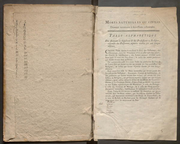 Table des sépultures ou décès – N° d'origine : 3